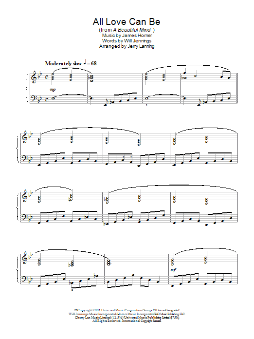 James Horner All Love Can Be (from A Beautiful Mind) Sheet Music Notes & Chords for Violin - Download or Print PDF