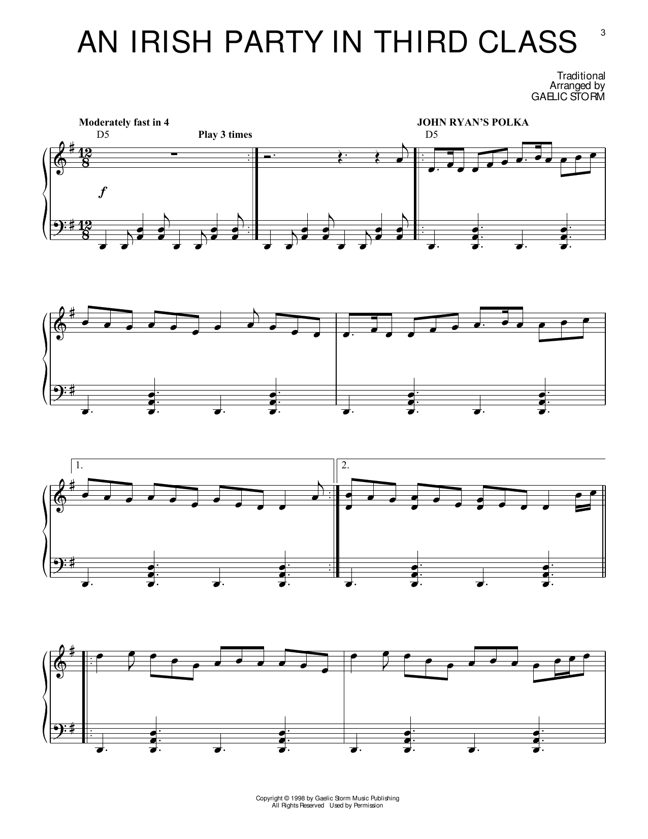 James Horner An Irish Party In Third Class (from Titanic) Sheet Music Notes & Chords for Piano Solo - Download or Print PDF