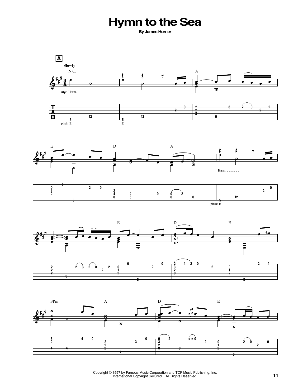 James Horner Hymn To The Sea (from Titanic) Sheet Music Notes & Chords for Solo Guitar - Download or Print PDF