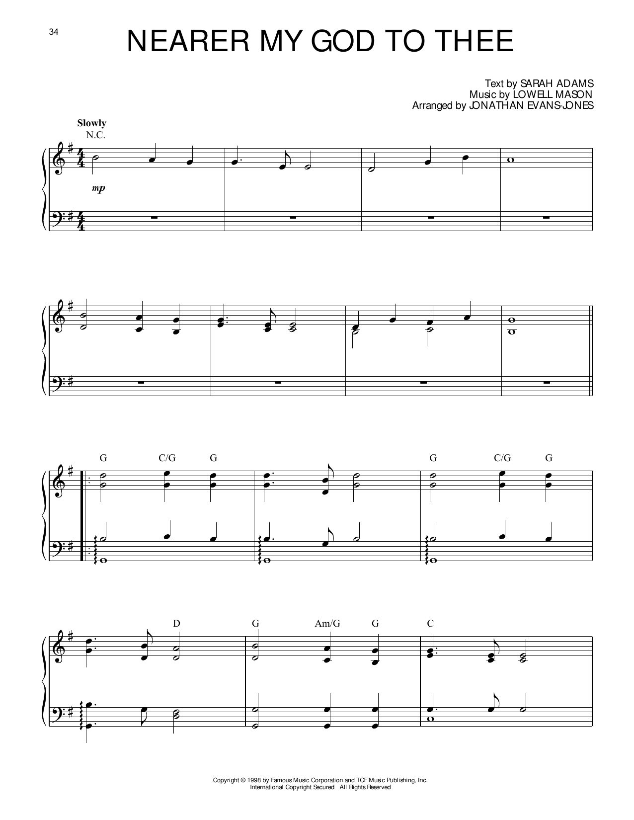 James Horner Nearer My God To Thee (from Titanic) Sheet Music Notes & Chords for Piano Solo - Download or Print PDF