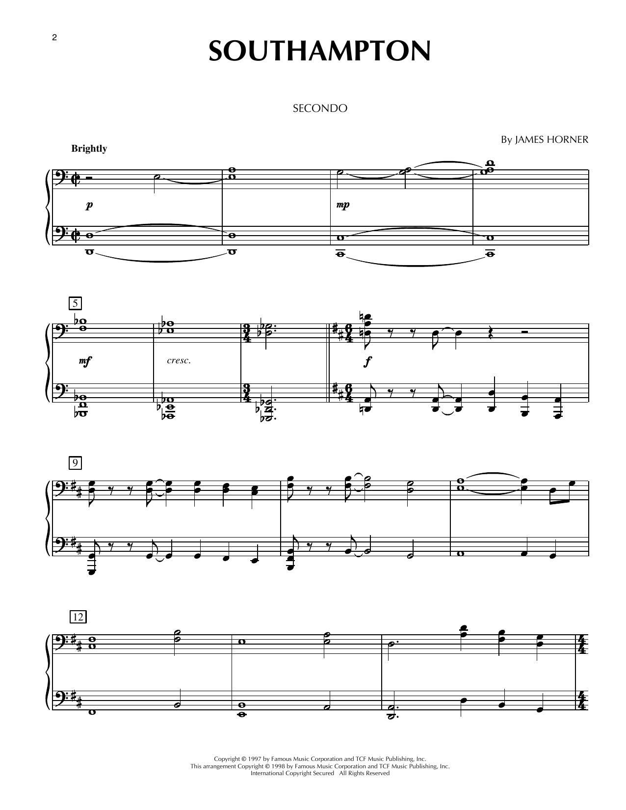 James Horner Southampton (from Titanic) Sheet Music Notes & Chords for Solo Guitar - Download or Print PDF