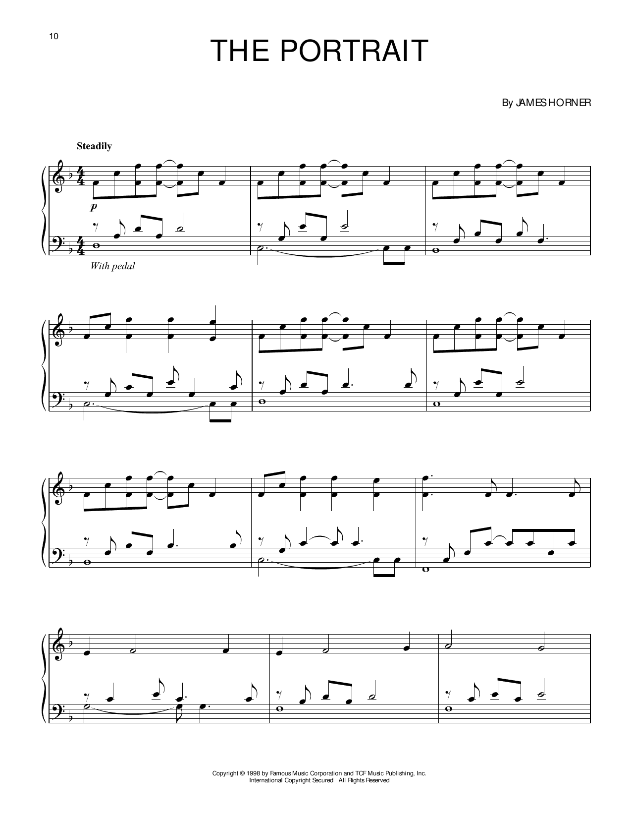 James Horner The Portrait (from Titanic) Sheet Music Notes & Chords for Piano Solo - Download or Print PDF