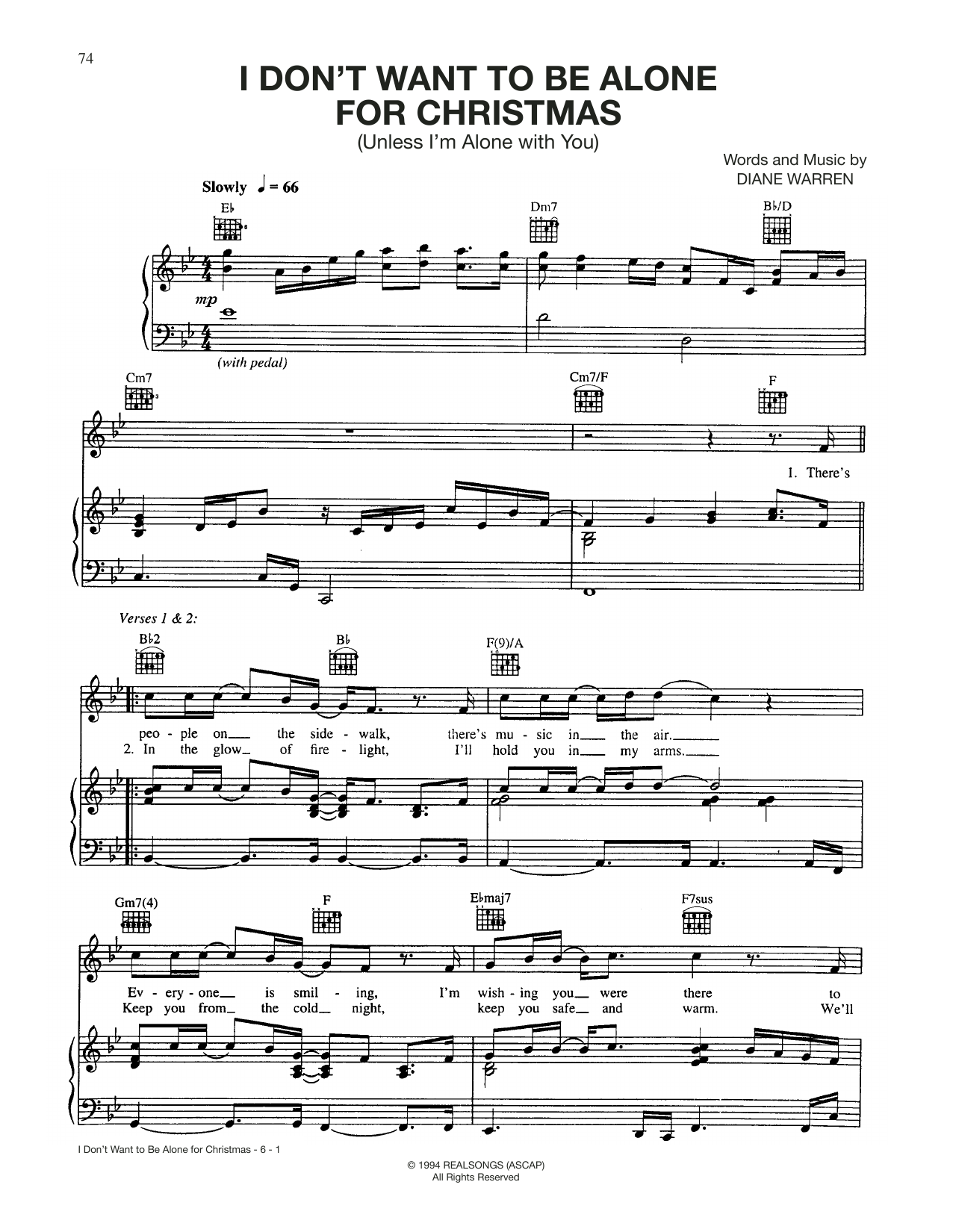 James Ingram I Don't Want To Be Alone For Christmas (Unless I'm Alone With You) Sheet Music Notes & Chords for Piano, Vocal & Guitar Chords (Right-Hand Melody) - Download or Print PDF