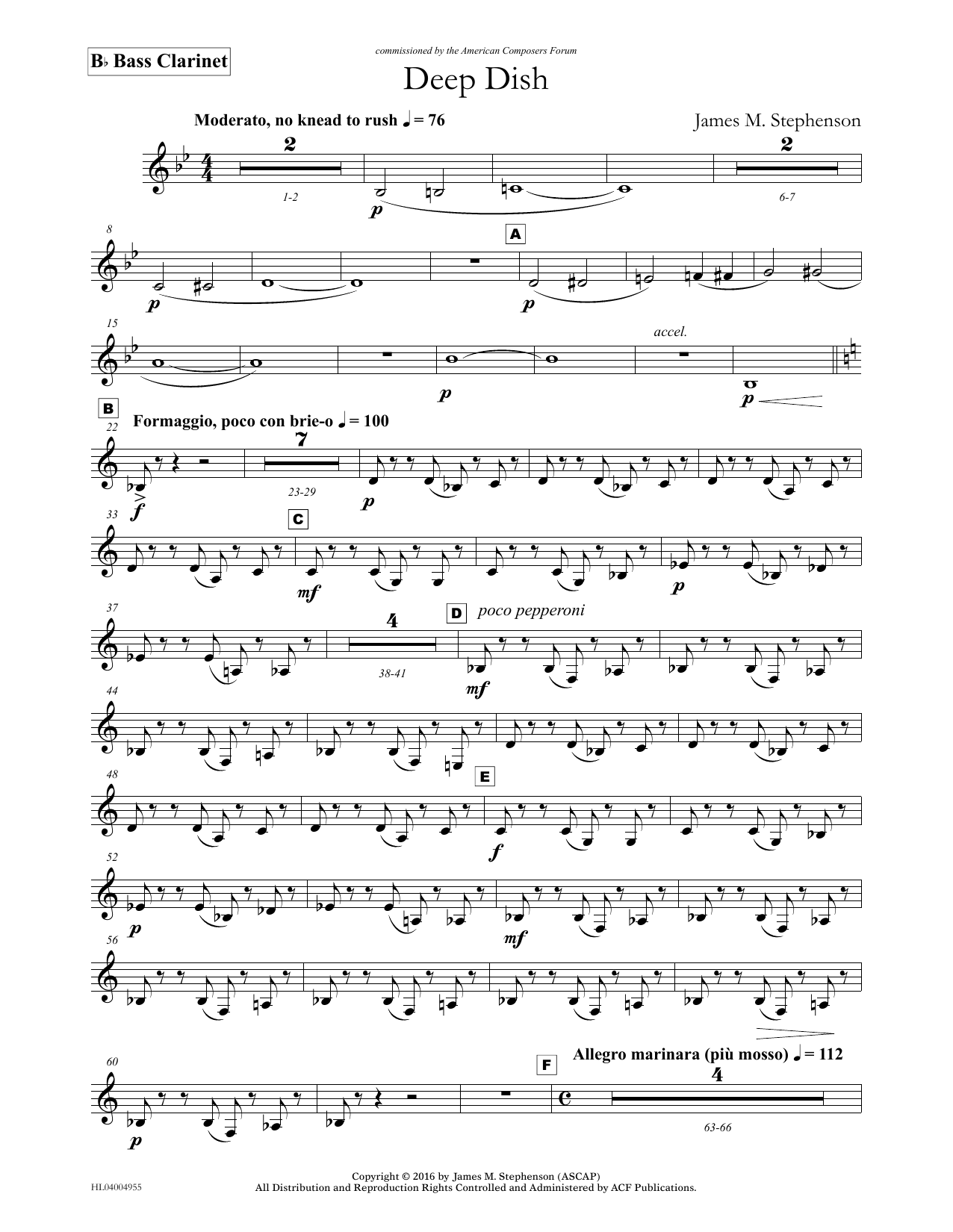 James (Jim) M. Stephenson Deep Dish - Bb Bass Clarinet Sheet Music Notes & Chords for Concert Band - Download or Print PDF James (Jim) M. Stephenson Deep Dish - Bb Bass Clarinet Sheet Music Notes & Chords for Concert Band - Download or Print PDF