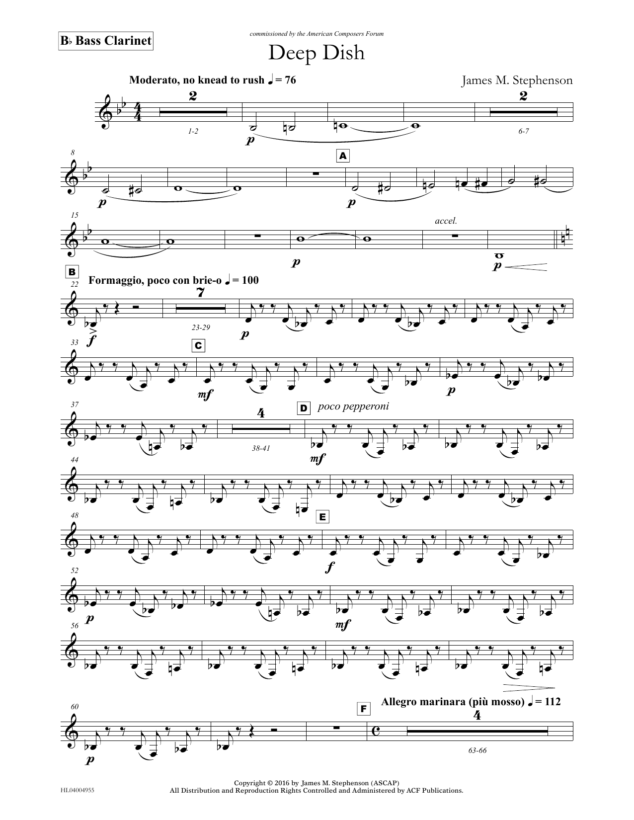 James (Jim) M. Stephenson Deep Dish - Bb Bass Clarinet Sheet Music Notes & Chords for Concert Band - Download or Print PDF