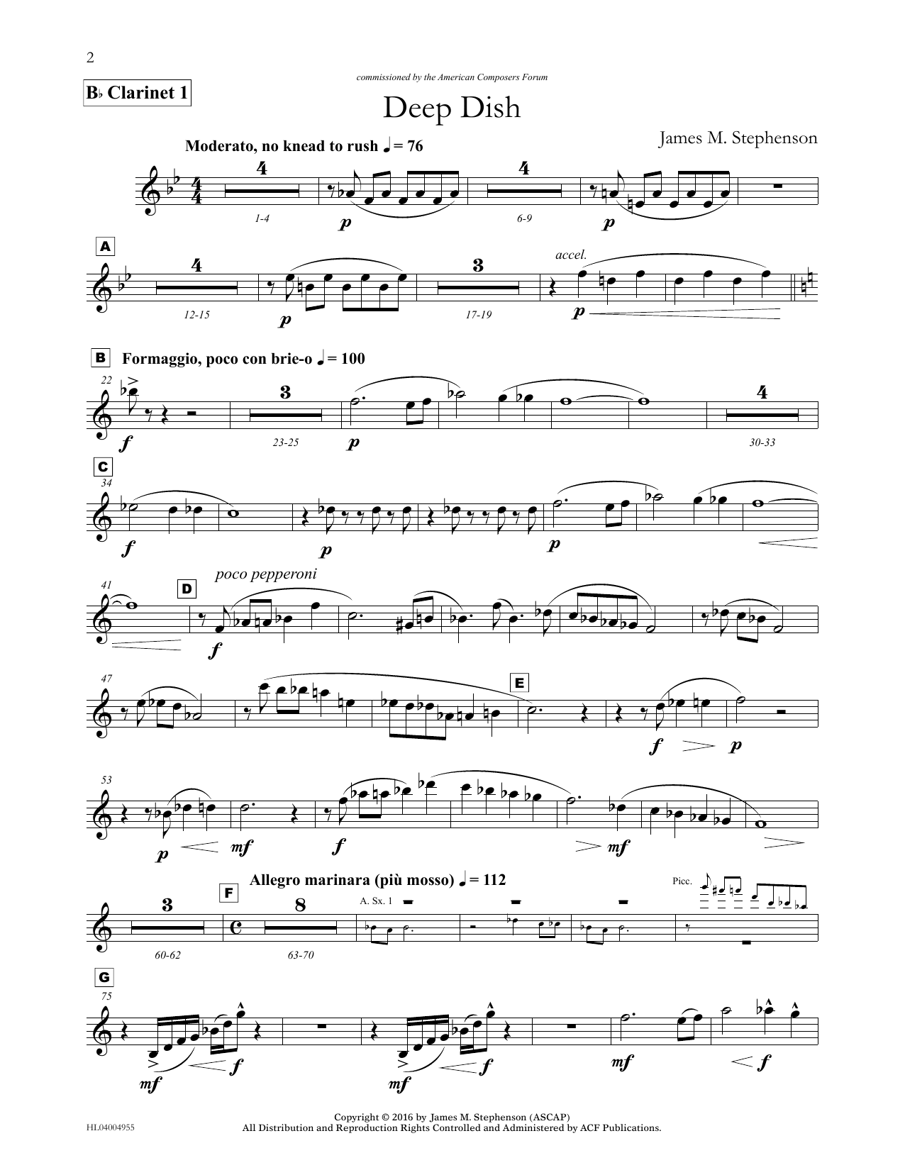 James (Jim) M. Stephenson Deep Dish - Bb Clarinet 1 Sheet Music Notes & Chords for Concert Band - Download or Print PDF James (Jim) M. Stephenson Deep Dish - Bb Clarinet 1 Sheet Music Notes & Chords for Concert Band - Download or Print PDF