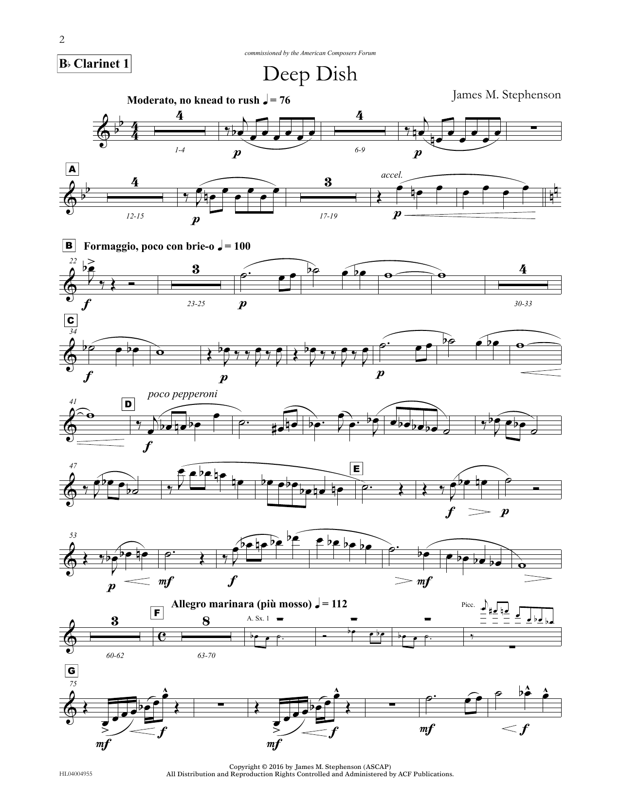 James (Jim) M. Stephenson Deep Dish - Bb Clarinet 1 Sheet Music Notes & Chords for Concert Band - Download or Print PDF