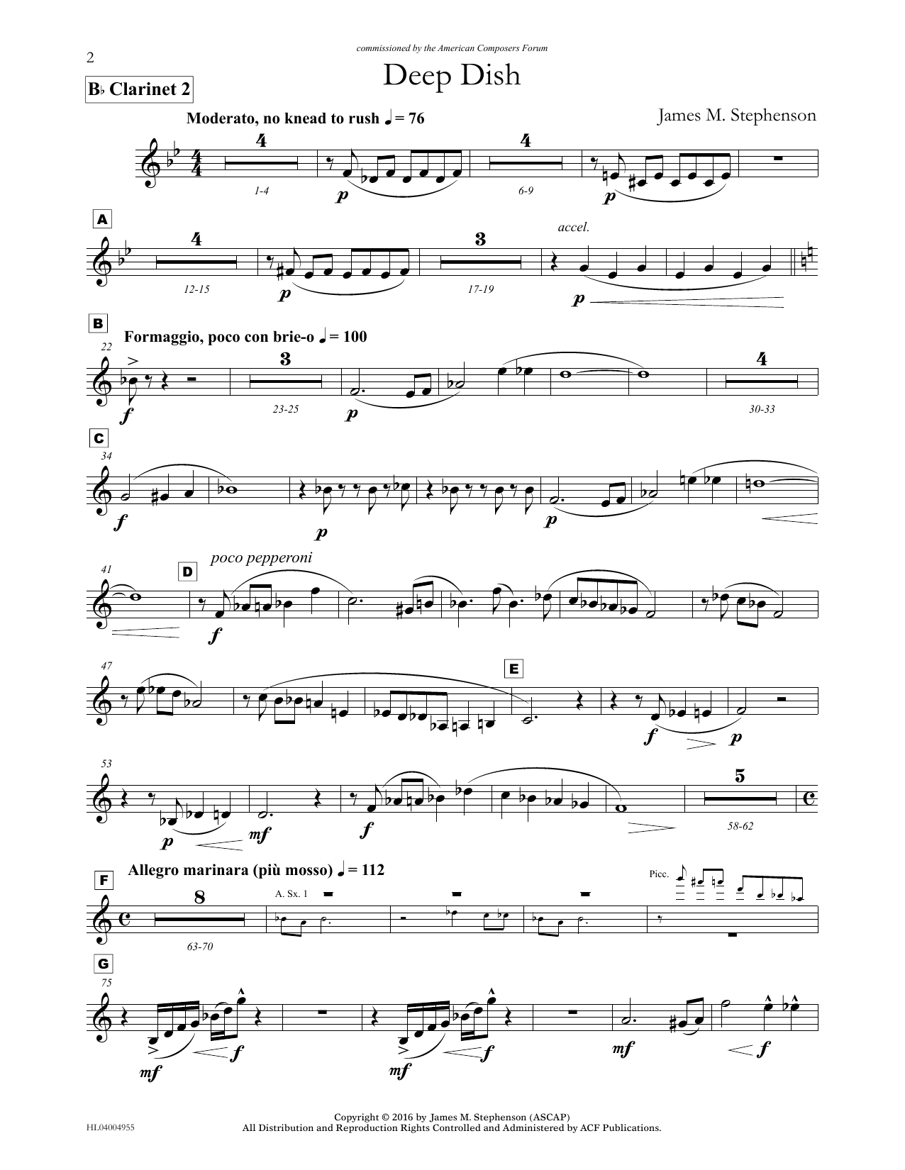 James (Jim) M. Stephenson Deep Dish - Bb Clarinet 2 Sheet Music Notes & Chords for Concert Band - Download or Print PDF
