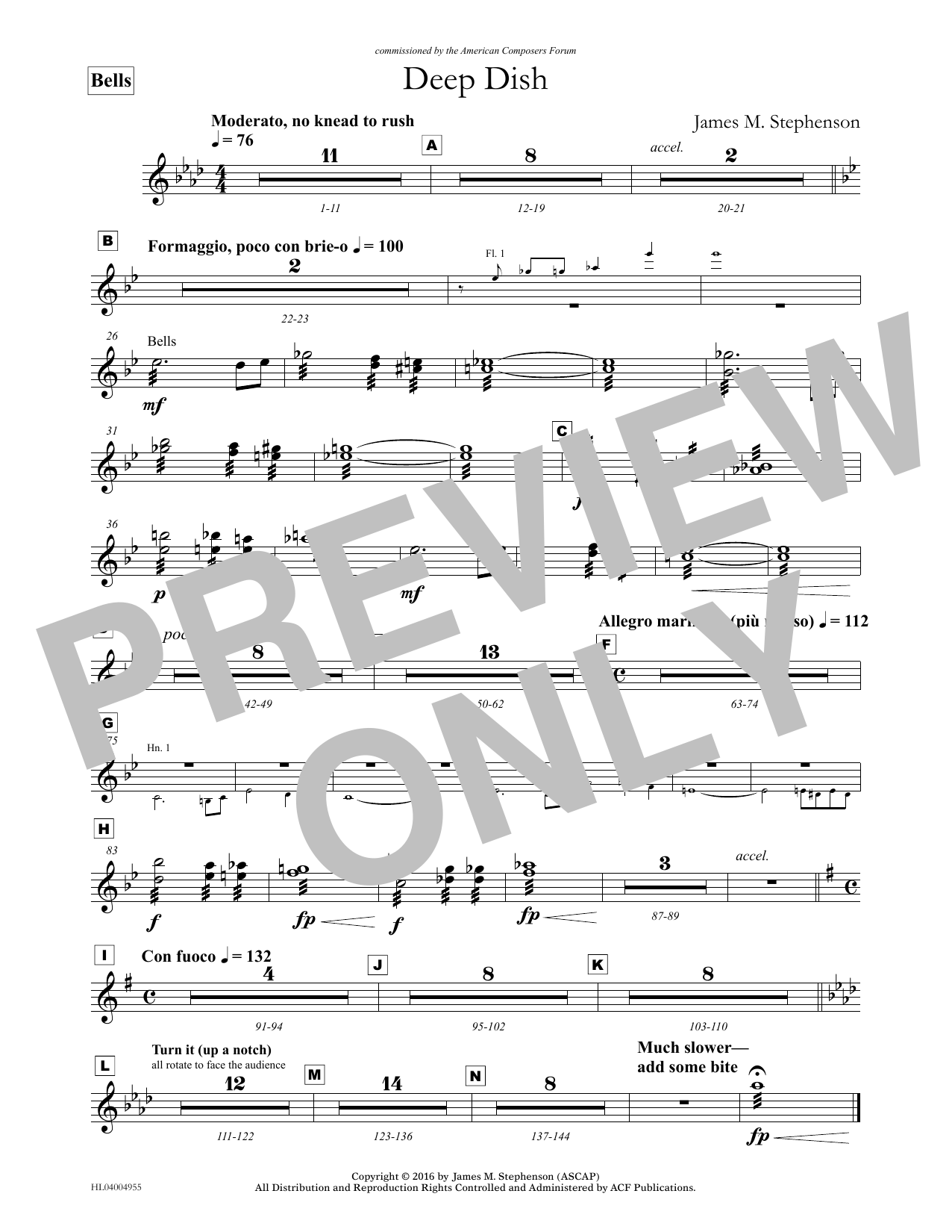 James (Jim) M. Stephenson Deep Dish - Bells Sheet Music Notes & Chords for Concert Band - Download or Print PDF