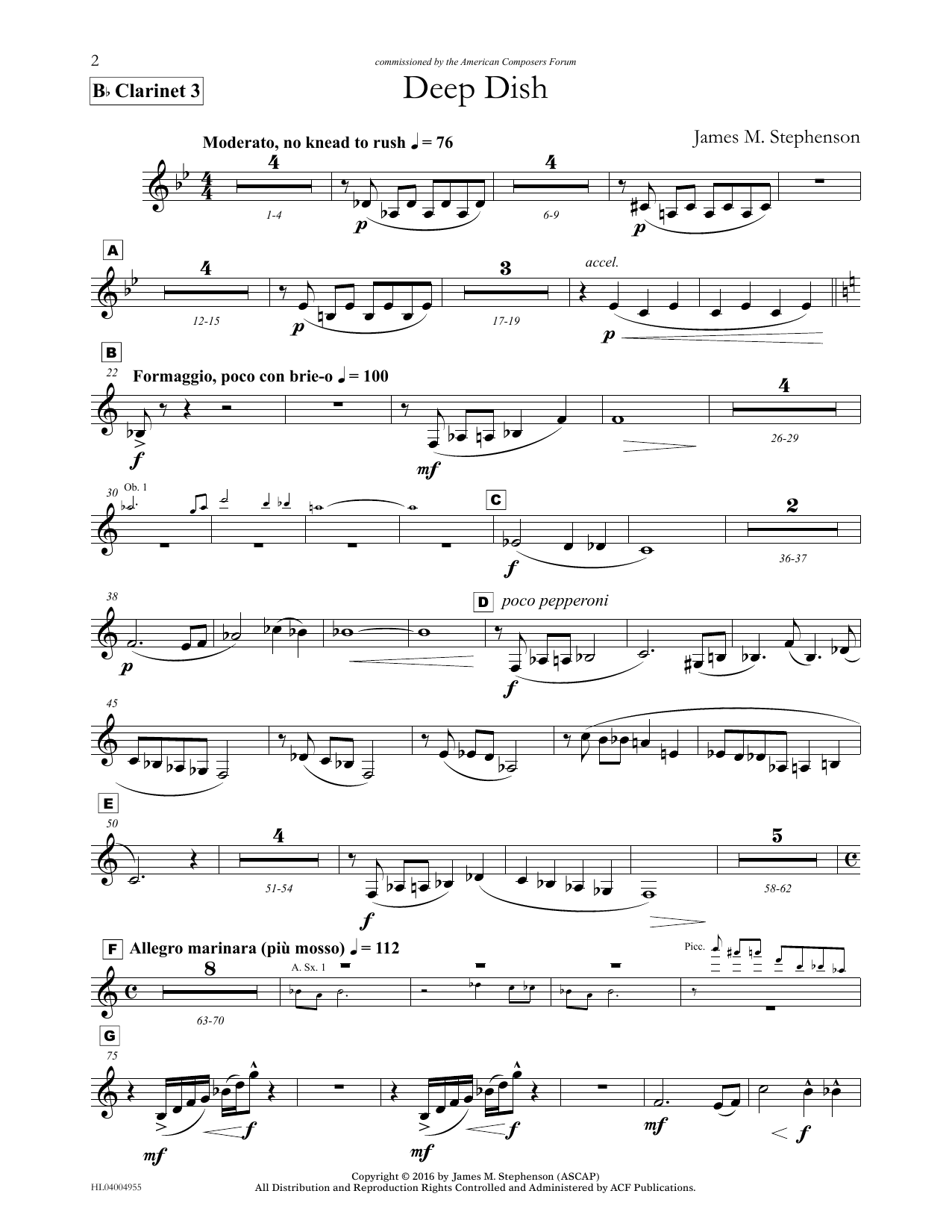 James (Jim) M. Stephenson Deep Dish - Clarinet 3 Sheet Music Notes & Chords for Concert Band - Download or Print PDF