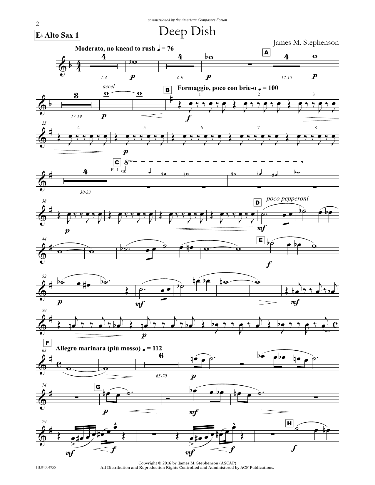James (Jim) M. Stephenson Deep Dish - Eb Alto Sax 1 Sheet Music Notes & Chords for Concert Band - Download or Print PDF