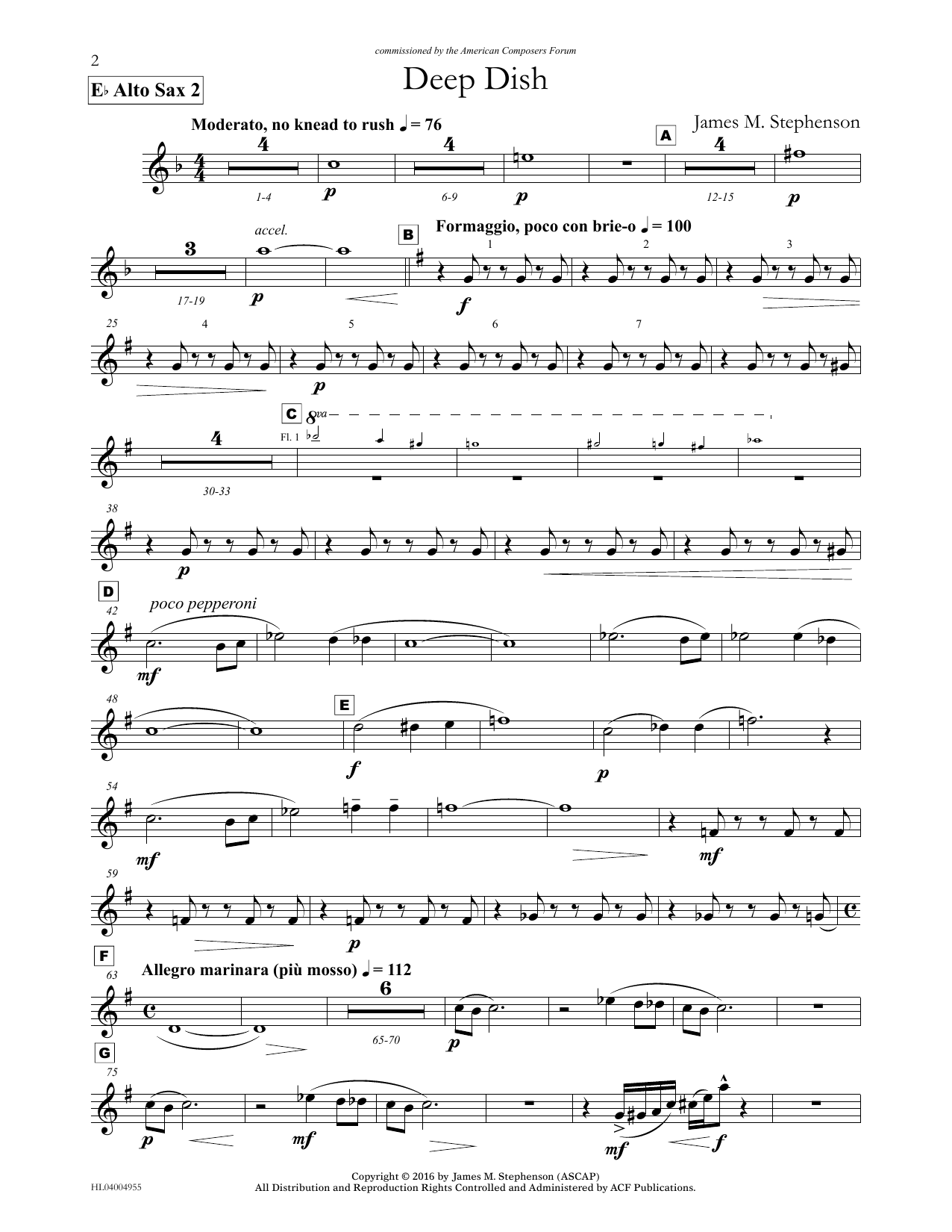 James (Jim) M. Stephenson Deep Dish - Eb Alto Sax 2 Sheet Music Notes & Chords for Concert Band - Download or Print PDF