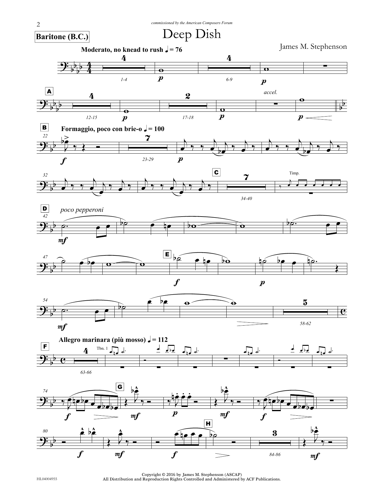 James (Jim) M. Stephenson Deep Dish - Euphonium/Baritone BC Sheet Music Notes & Chords for Concert Band - Download or Print PDF James (Jim) M. Stephenson Deep Dish - Euphonium/Baritone BC Sheet Music Notes & Chords for Concert Band - Download or Print PDF