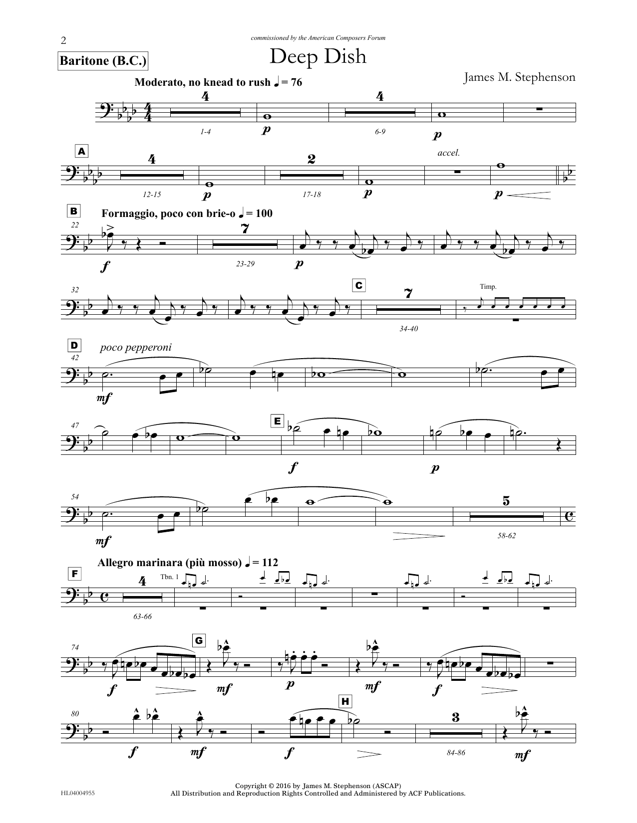 James (Jim) M. Stephenson Deep Dish - Euphonium/Baritone BC Sheet Music Notes & Chords for Concert Band - Download or Print PDF