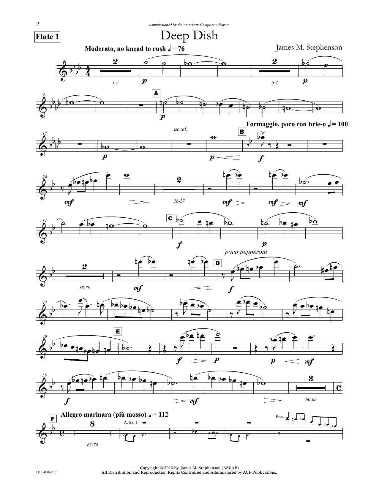 James (Jim) M. Stephenson Deep Dish - Flute 1 Sheet Music Notes & Chords for Concert Band - Download or Print PDF