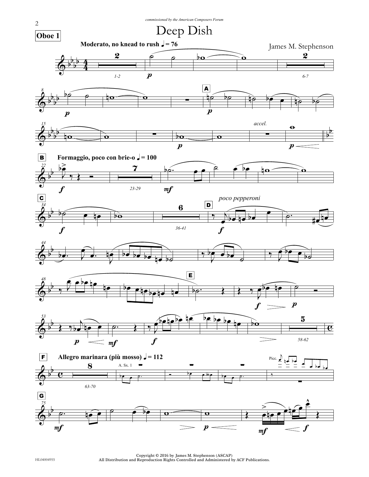 James (Jim) M. Stephenson Deep Dish - Oboe 1 Sheet Music Notes & Chords for Concert Band - Download or Print PDF