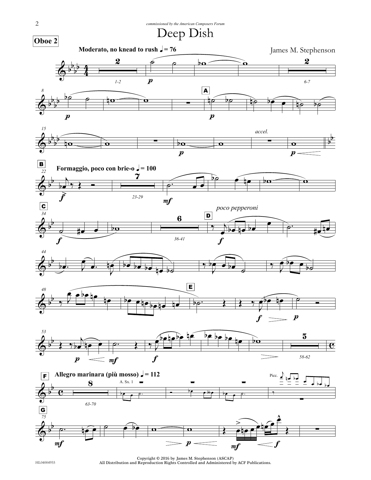 James (Jim) M. Stephenson Deep Dish - Oboe 2 Sheet Music Notes & Chords for Concert Band - Download or Print PDF