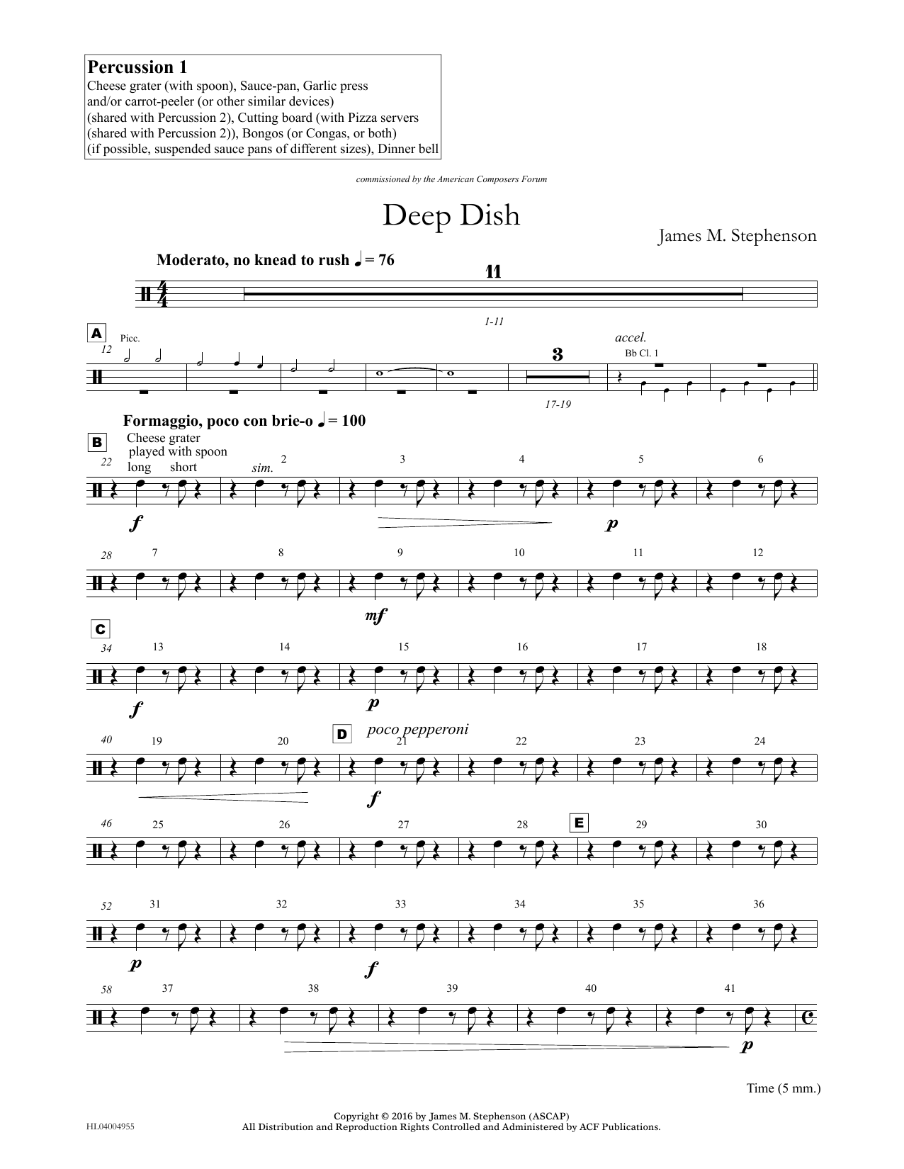 James (Jim) M. Stephenson Deep Dish - Percussion I Sheet Music Notes & Chords for Concert Band - Download or Print PDF