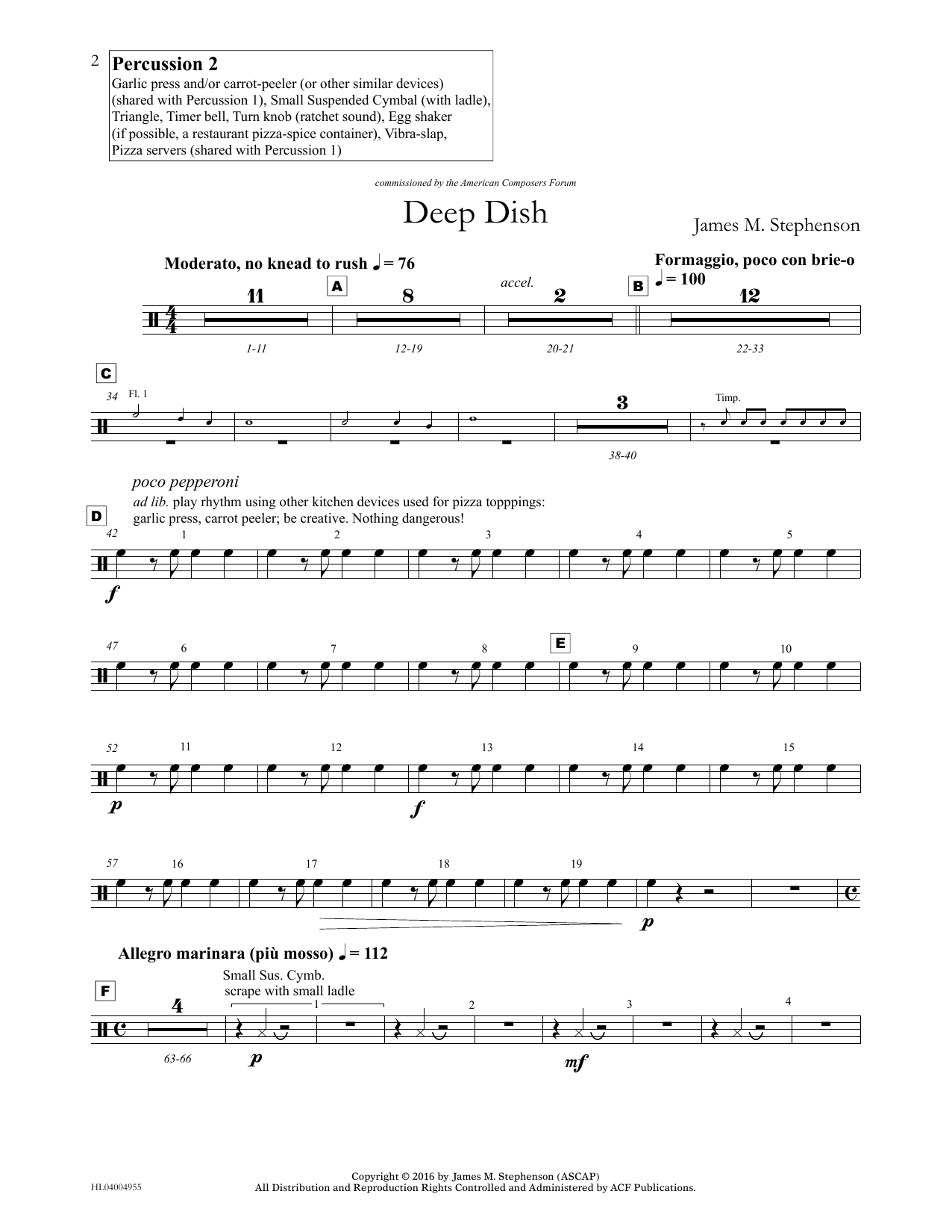 James (Jim) M. Stephenson Deep Dish - Percussion II Sheet Music Notes & Chords for Concert Band - Download or Print PDF James (Jim) M. Stephenson Deep Dish - Percussion II Sheet Music Notes & Chords for Concert Band - Download or Print PDF