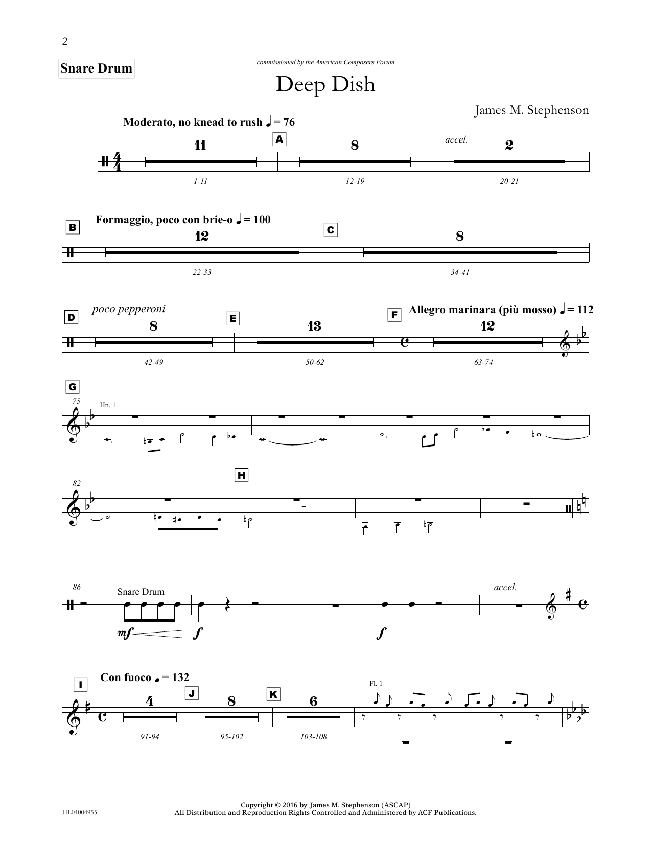 James (Jim) M. Stephenson Deep Dish - Percussion III Sheet Music Notes & Chords for Concert Band - Download or Print PDF James (Jim) M. Stephenson Deep Dish - Percussion III Sheet Music Notes & Chords for Concert Band - Download or Print PDF