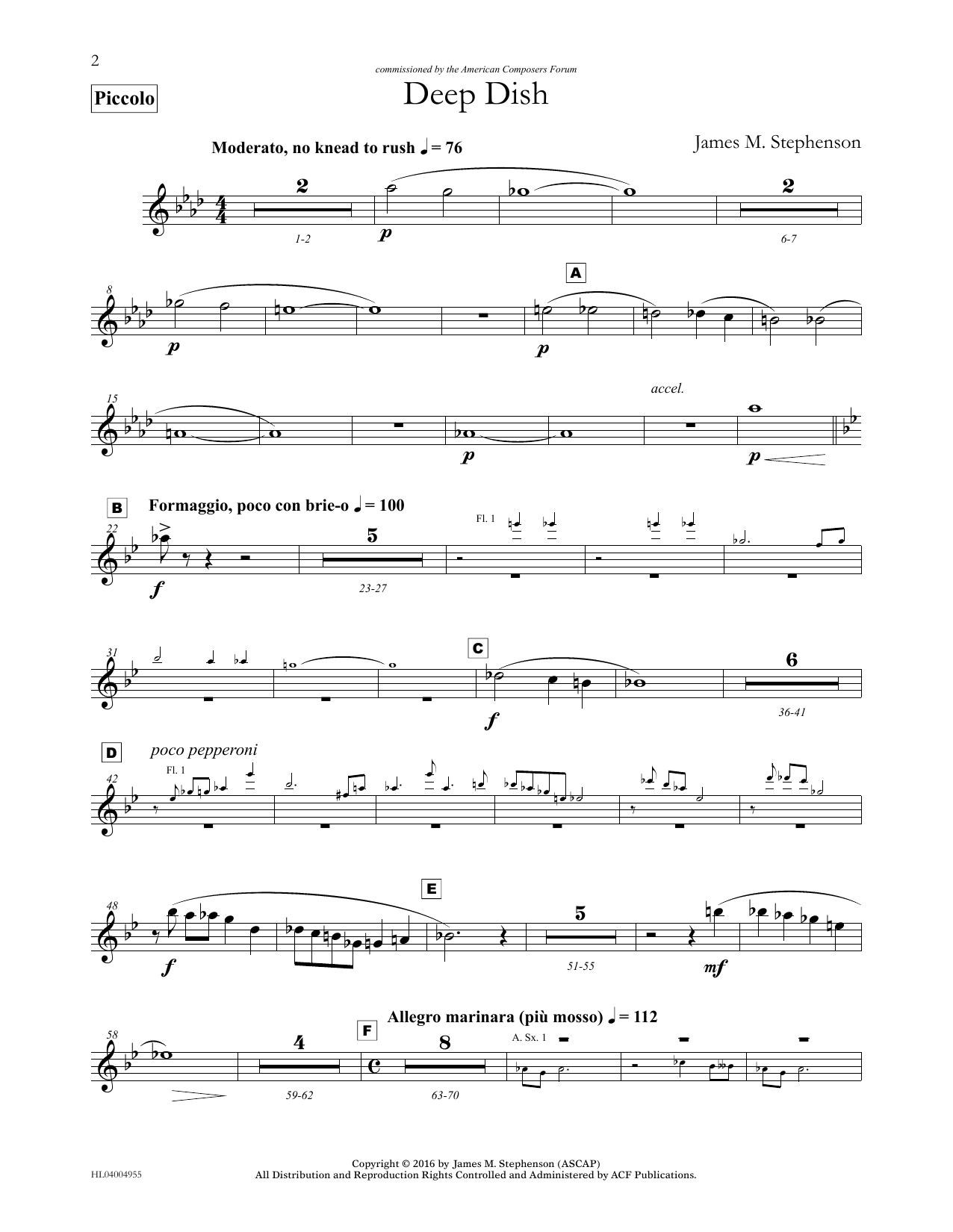 James (Jim) M. Stephenson Deep Dish - Piccolo Sheet Music Notes & Chords for Concert Band - Download or Print PDF