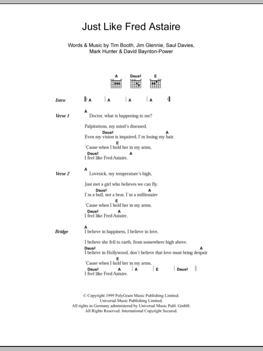 James Just Like Fred Astaire Sheet Music Notes & Chords for Lyrics & Chords - Download or Print PDF