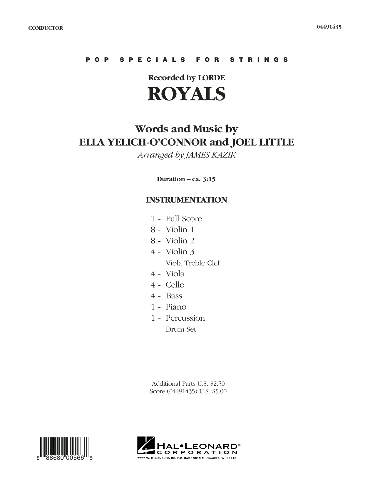 James Kazik Royals - Conductor Score (Full Score) Sheet Music Notes & Chords for Orchestra - Download or Print PDF