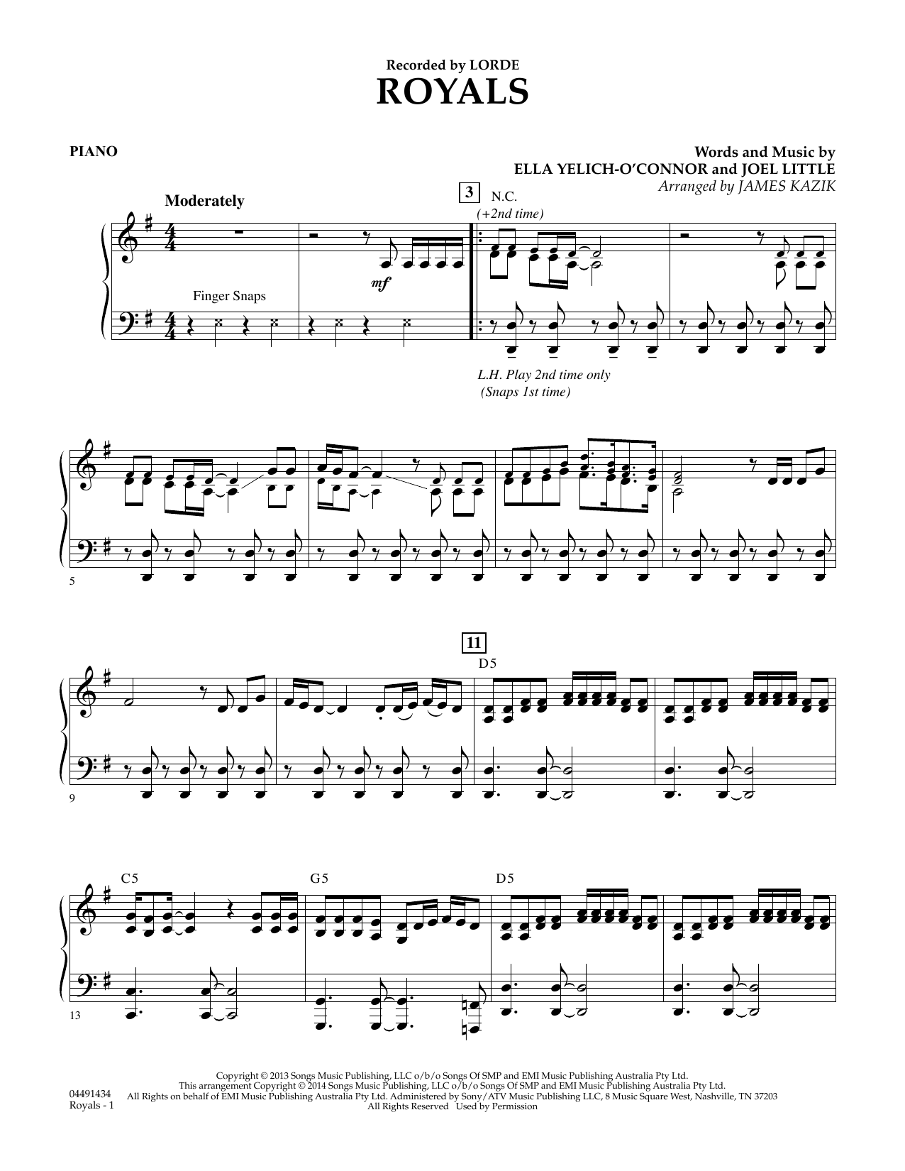 James Kazik Royals - Piano Sheet Music Notes & Chords for Orchestra - Download or Print PDF
