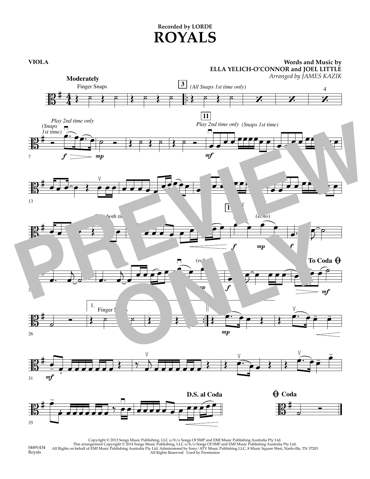 James Kazik Royals - Viola Sheet Music Notes & Chords for Orchestra - Download or Print PDF