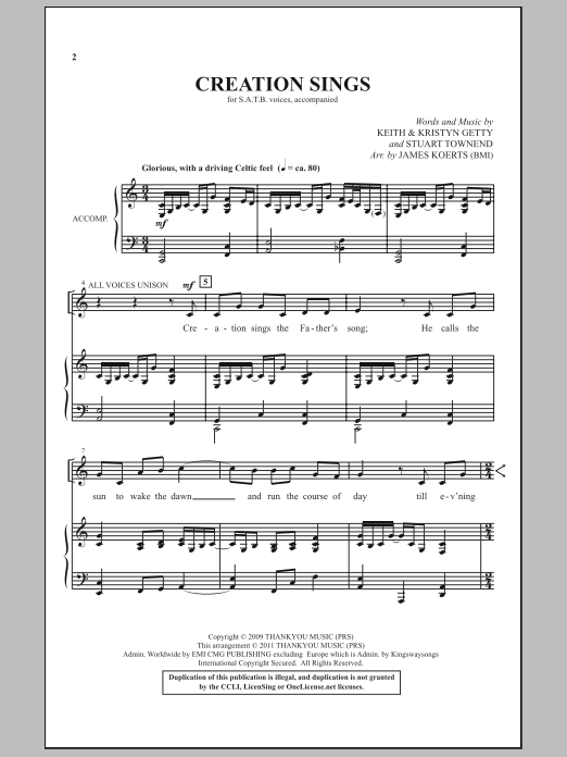 James Koerts Creation Sings Sheet Music Notes & Chords for SATB - Download or Print PDF
