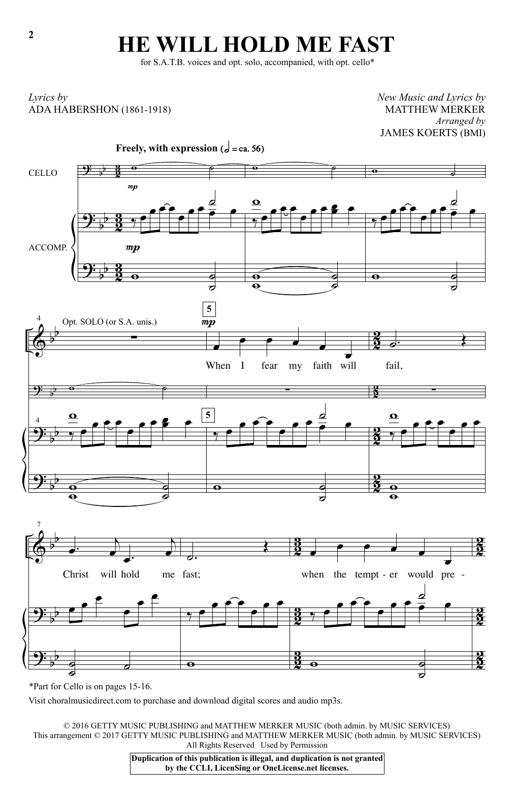 James Koerts He Will Hold Me Fast Sheet Music Notes & Chords for Choral - Download or Print PDF