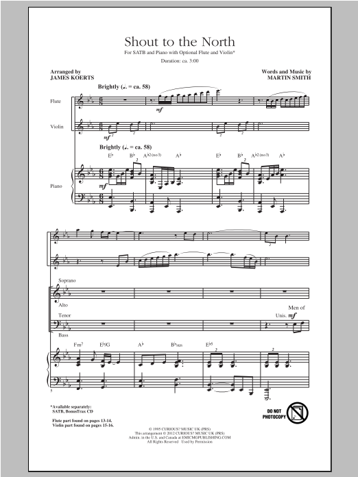 James Koerts Shout To The North Sheet Music Notes & Chords for SATB - Download or Print PDF