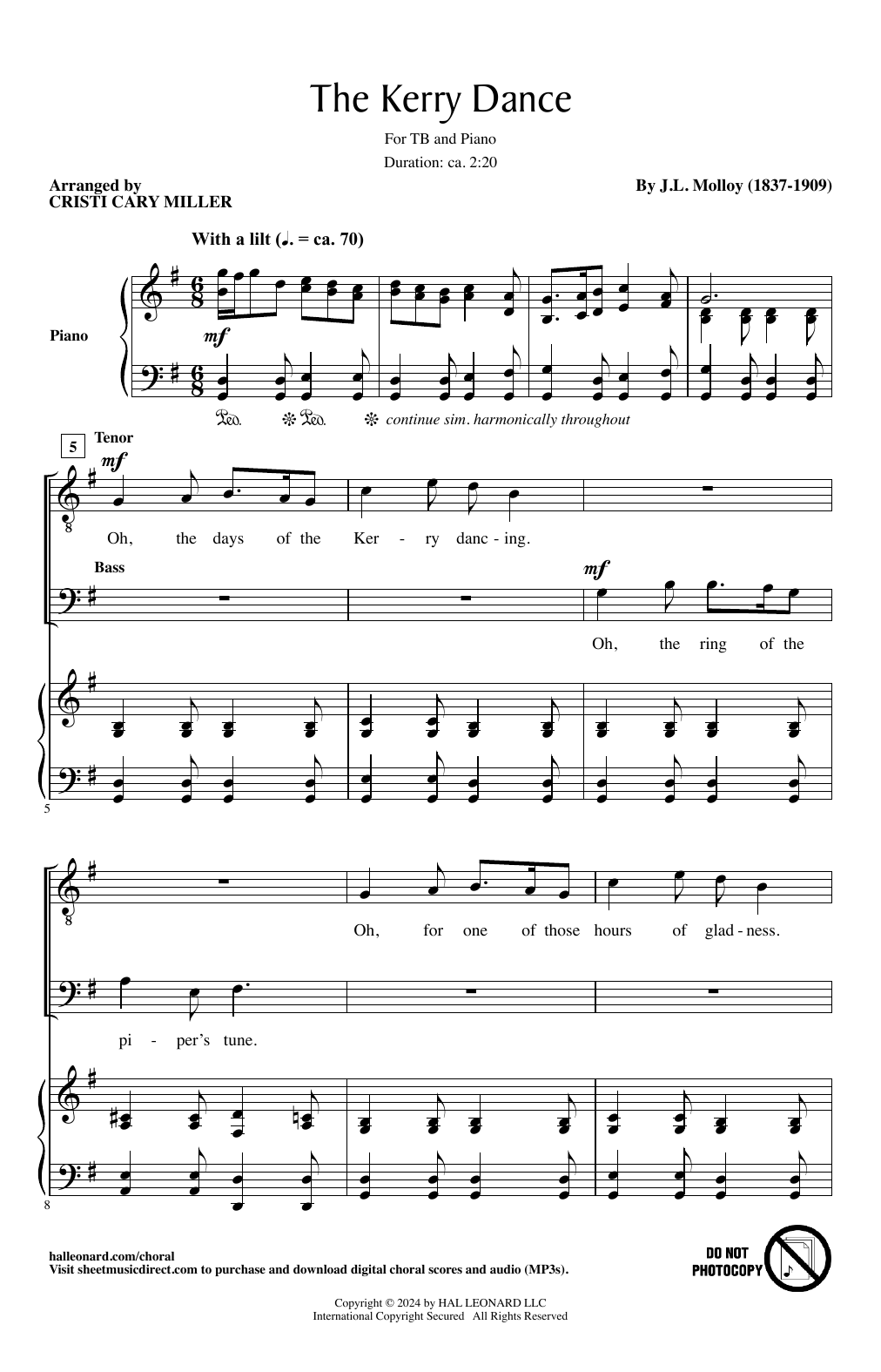 James L. Molloy The Kerry Dance (arr. Cristi Cary Miller) Sheet Music Notes & Chords for TB Choir - Download or Print PDF