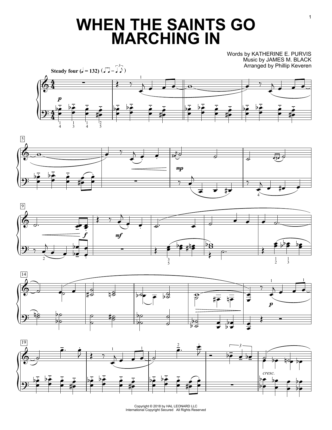 James M. Black When The Saints Go Marching In [Classical version] (arr. Phillip Keveren) Sheet Music Notes & Chords for Piano - Download or Print PDF