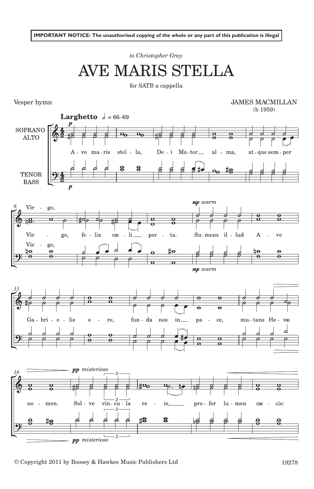 James MacMillan Ave Maris Stella Sheet Music Notes & Chords for SATB - Download or Print PDF