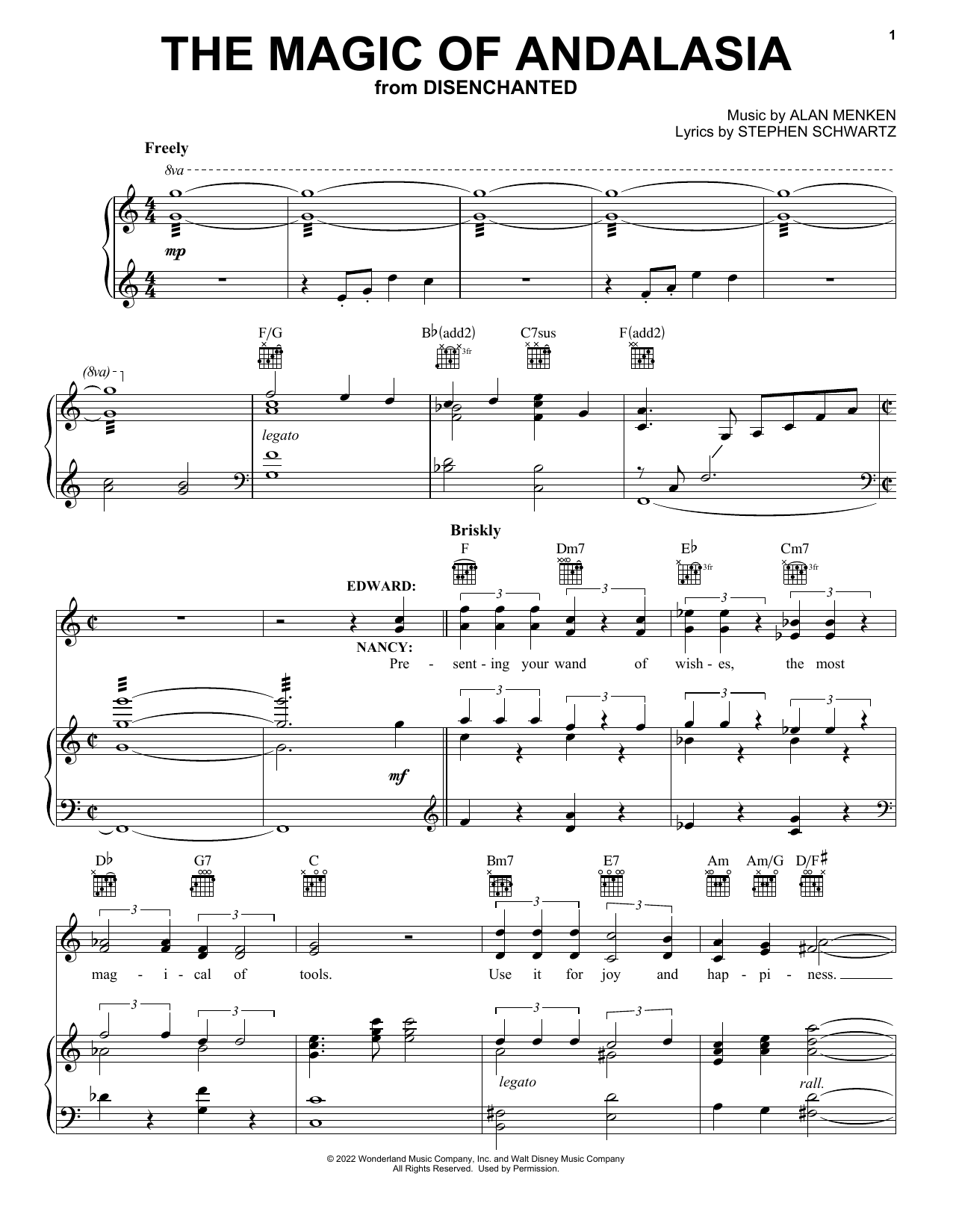 James Marsden and Idina Menzel The Magic Of Andalasia (from Disenchanted) Sheet Music Notes & Chords for Piano, Vocal & Guitar Chords (Right-Hand Melody) - Download or Print PDF