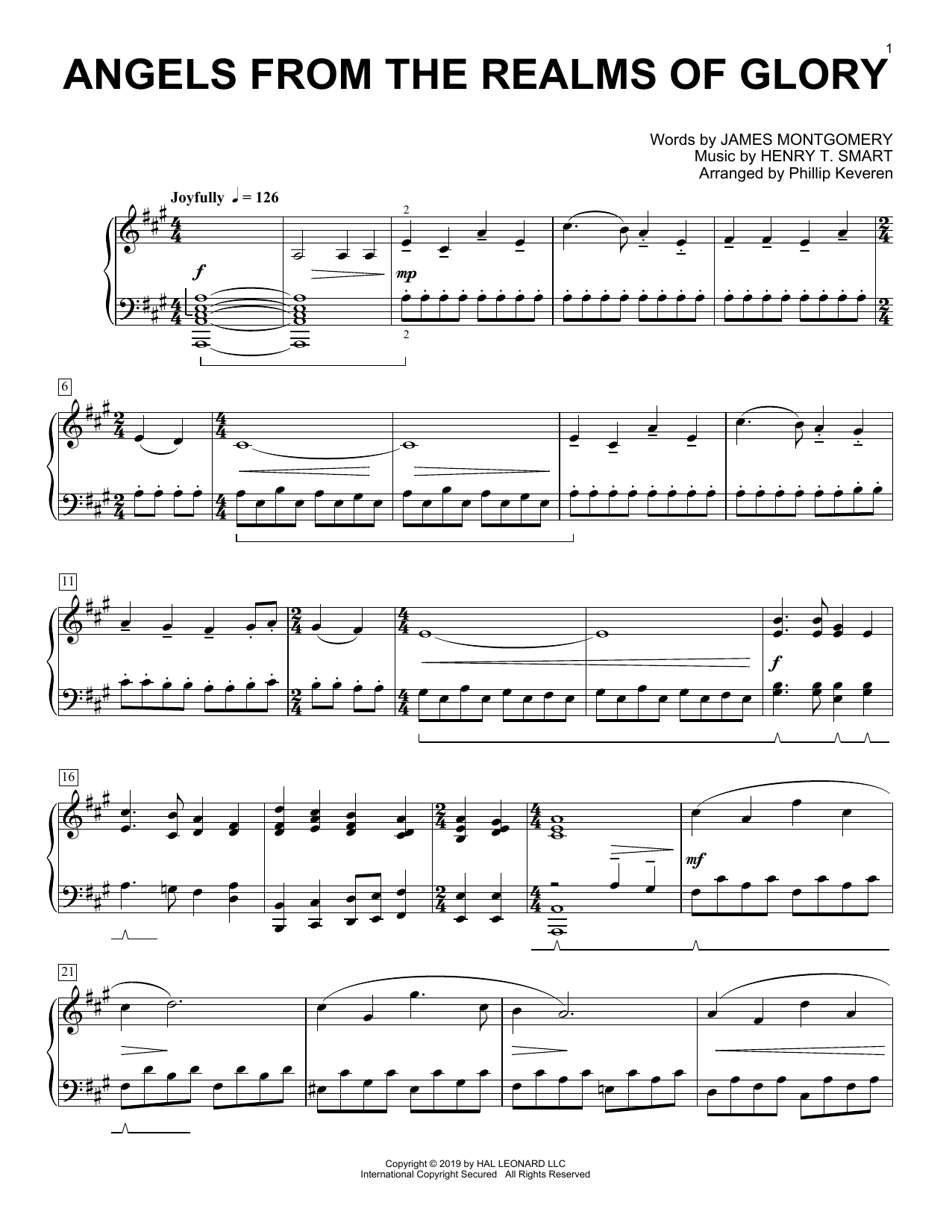 James Montgomery Angels From The Realms Of Glory [Classical version] (arr. Phillip Keveren) Sheet Music Notes & Chords for Piano Solo - Download or Print PDF