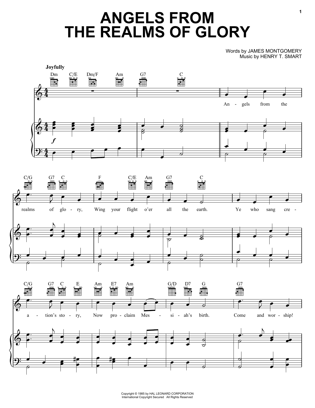 James Montgomery Angels From The Realms Of Glory Sheet Music Notes & Chords for OCRNA - Download or Print PDF