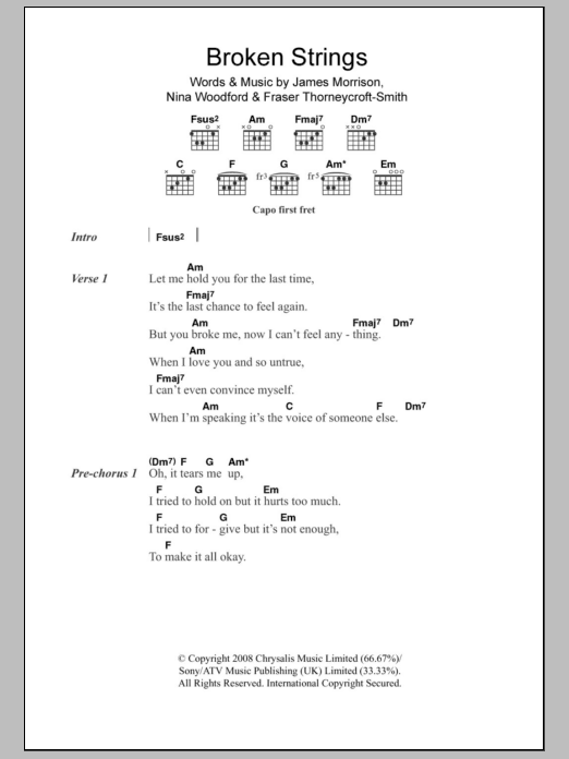 James Morrison Broken Strings Sheet Music Notes & Chords for Violin - Download or Print PDF