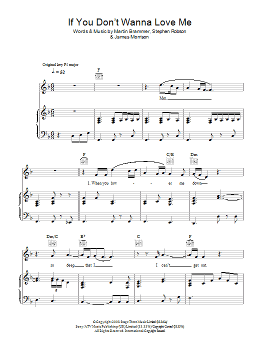 James Morrison If You Don't Wanna Love Me Sheet Music Notes & Chords for Piano, Vocal & Guitar - Download or Print PDF