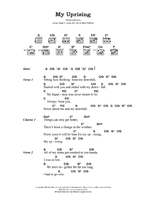 James Morrison My Uprising Sheet Music Notes & Chords for Lyrics & Chords - Download or Print PDF