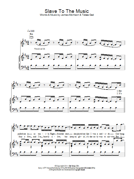 James Morrison Slave To The Music Sheet Music Notes & Chords for Piano, Vocal & Guitar (Right-Hand Melody) - Download or Print PDF