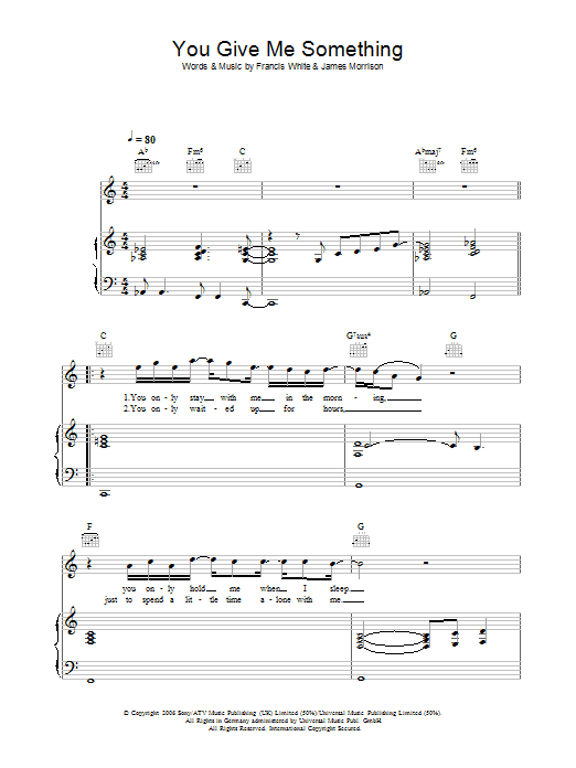 James Morrison You Give Me Something Sheet Music Notes & Chords for Lyrics & Chords - Download or Print PDF