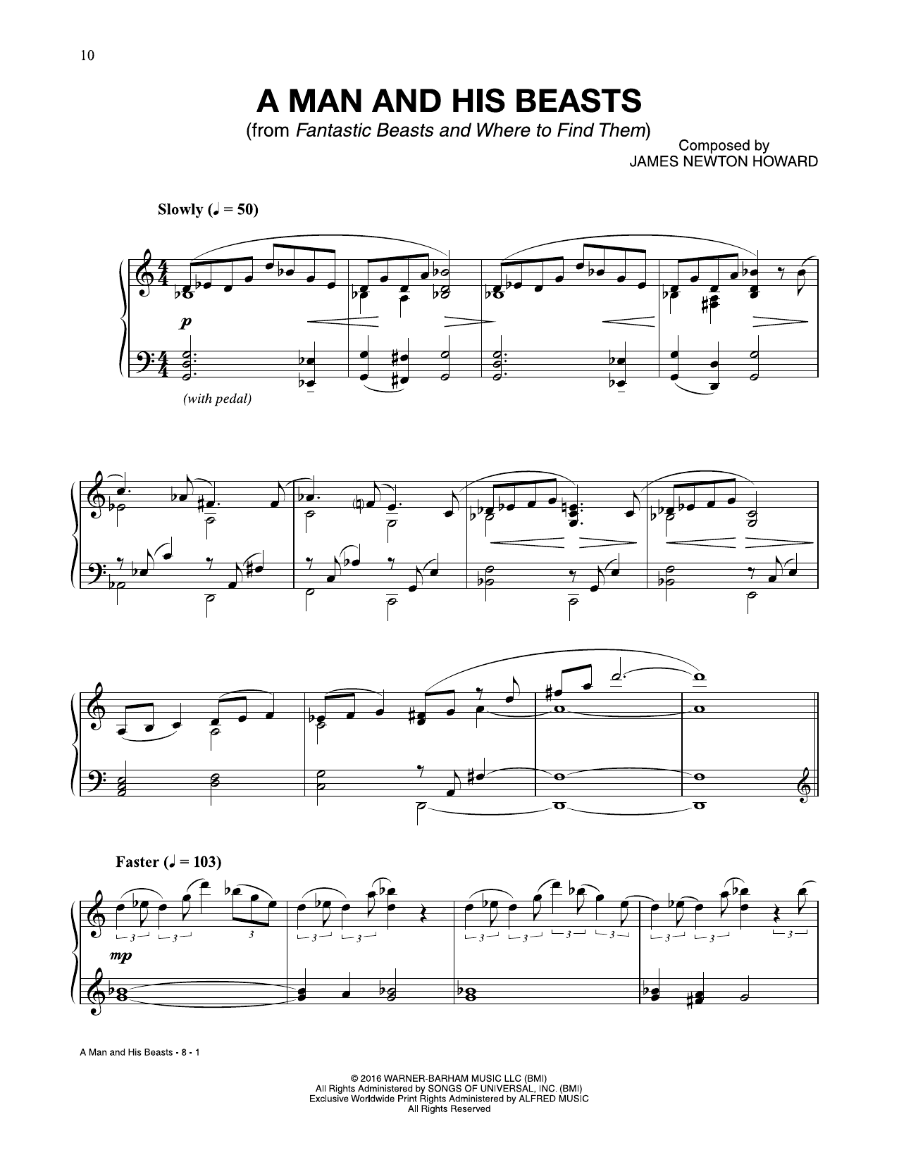 James Newton Howard A Man And His Beasts (from Fantastic Beasts And Where To Find Them) Sheet Music Notes & Chords for Piano Solo - Download or Print PDF