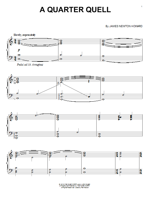 James Newton Howard A Quarter Quell Sheet Music Notes & Chords for Piano - Download or Print PDF