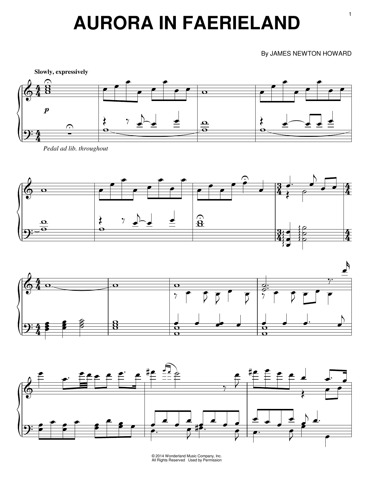 James Newton Howard Aurora In Faerieland Sheet Music Notes & Chords for Piano - Download or Print PDF