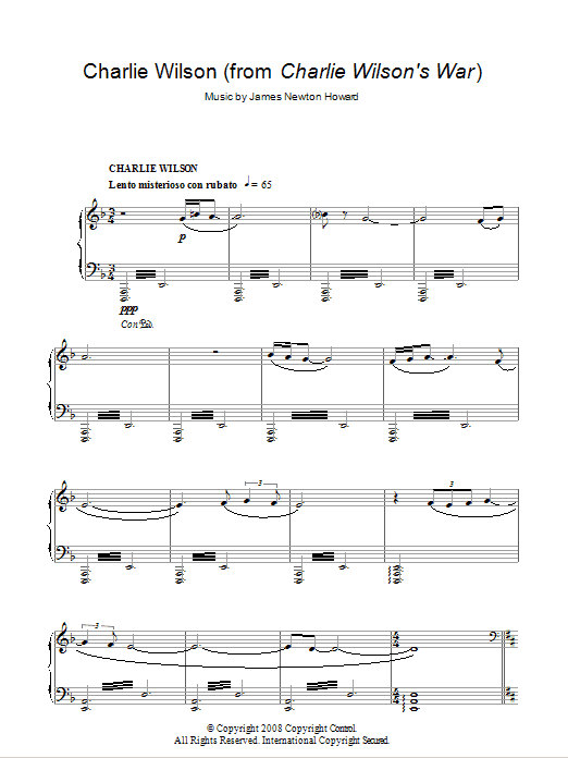 James Newton Howard Charlie Wilson's War Sheet Music Notes & Chords for Piano - Download or Print PDF