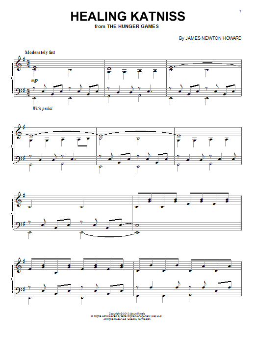 James Newton Howard Healing Katniss Sheet Music Notes & Chords for Piano - Download or Print PDF