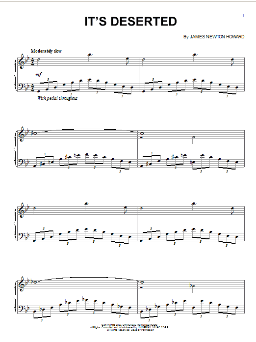 James Newton Howard It's Deserted Sheet Music Notes & Chords for Easy Piano - Download or Print PDF