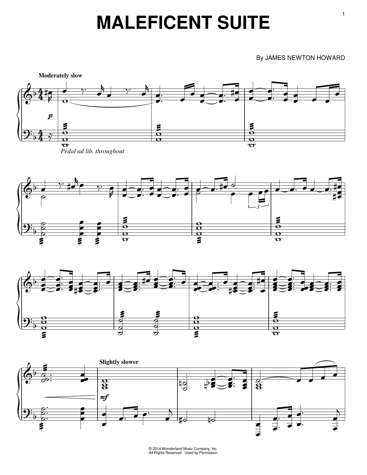 James Newton Howard Maleficent Suite Sheet Music Notes & Chords for Piano - Download or Print PDF